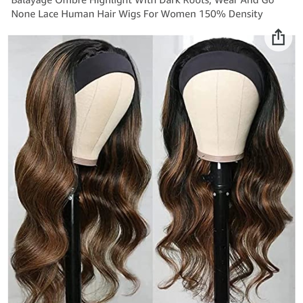100% nwt human hair headband wig